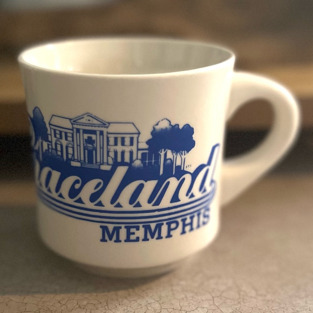 Graceland Memphis White and Blue Mug